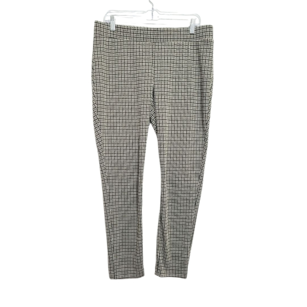 Cooper & Ella Women's Pants Size L Brown Black White Houndstooth Stretch Pullon - Picture 2 of 12